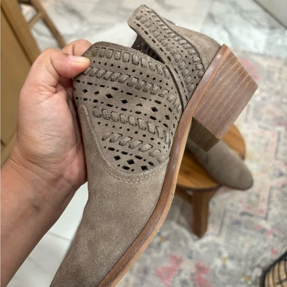 Vince Camuto Perforated Taupe Ankle Booties - Picture 2 of 3